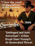 ''I love the smell of deportations in the morning'' Trump posted. ''Chicago about to find out why it's called the Department of WAR,'' in reference to Trump's rebranding of the Department of Defense. Behind an AI-generated image of Trump as a key character in the movie is a depiction of Chicago burning with helicopters hovering over the city.
